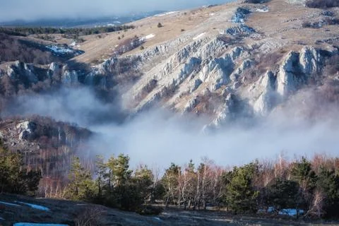 Trees and rocks. Mountain range Demerdzhi Stock Photos