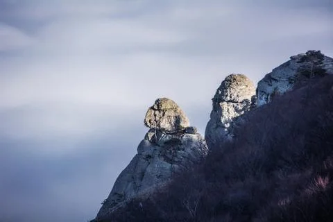 Trees and rocks. Mountain range Demerdzhi Stock Photos
