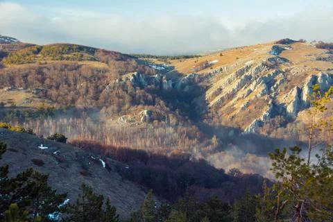 Trees and rocks. Mountain range Demerdzhi Stock Photos