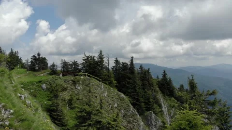 Trees And Rocks On Steep Slopes In The Mountain On A Cloudy Summer Day Stock-Footage 159915732