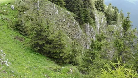 Trees And Rocks On Steep Slopes In The Mountain View Of The Walley Stock-Footage 159915871