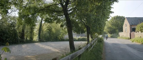 Trees and Small Road in the Countryside Stock Footage