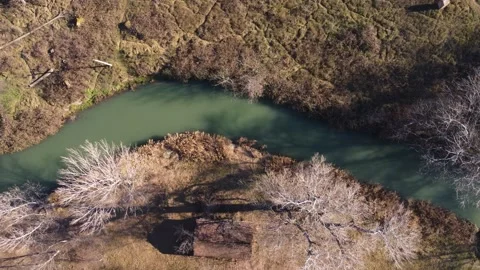 Trees and zigzag river from top Stock-Footage 168626224