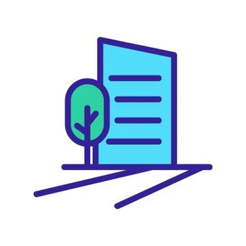 Trees in the apartment complex icon vector. Isolated contour symbol illustration Stock Illustration