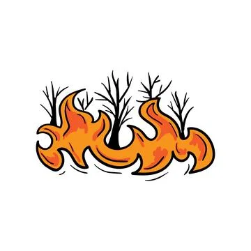Trees are on fire. The problem of forest fires and ecology Stock Illustration