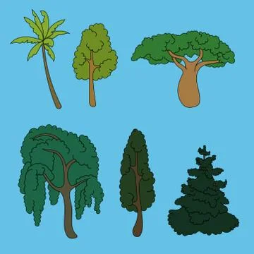 Trees with background Stock Illustration