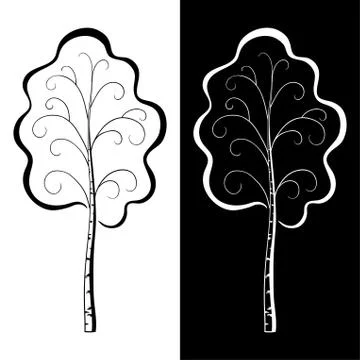 Trees, black and white Stock Illustration