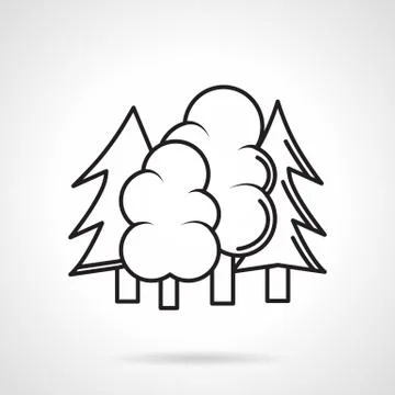Trees black line vector icon Stock Illustration