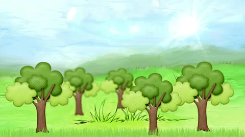 Trees Cartoon 4K Background Stock Footage 67690627
