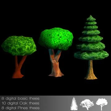 Trees cartoon forrest 3D Model