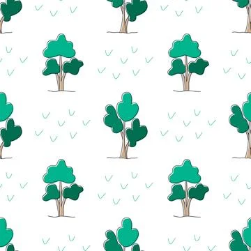 Trees in cartoon style seamless pattern イラスト素材