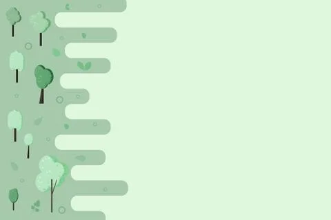 Trees composition background. Flat green trees and leaves with decorations de Stock Illustration