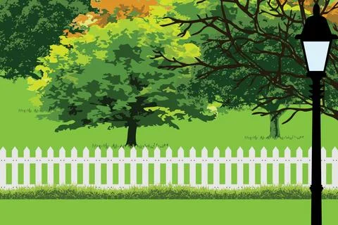 Trees Day Trees Lamp Vector Illustration Stock Illustration