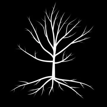 Trees with dead branches and roots Stock Illustration