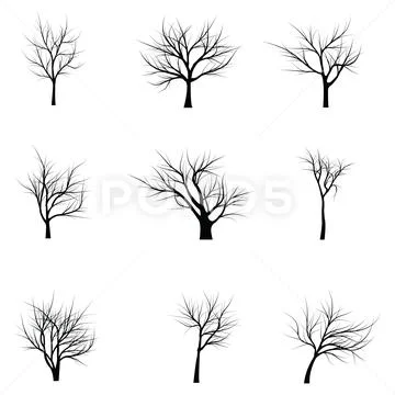 Trees with dead branches Stock Illustration