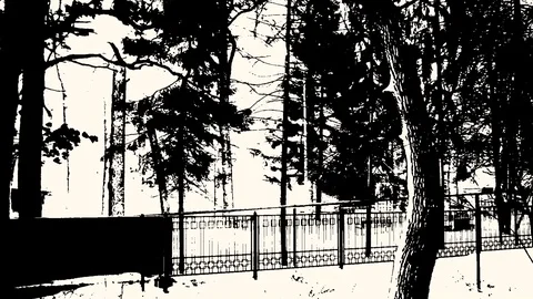 Trees In Drawing On The Frontal View Stock Footage 84104342