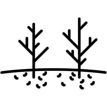 Trees with Fallen Leaves Line Icon Vector Stock Illustration