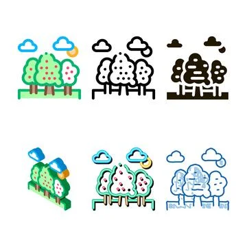 Trees forest icon vector designs outline イラスト素材