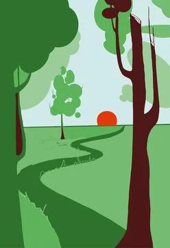 Trees in the forest Stock Illustration