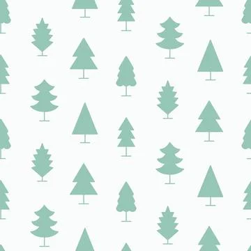 Trees Forest Seamless Pattern Minimal Print Stock Illustration