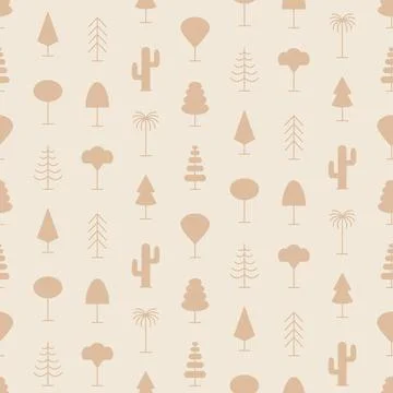 Trees Forest Seamless Pattern Minimal Print Stock Illustration