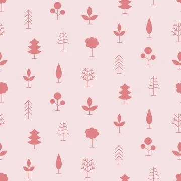 Trees Forest Seamless Pattern Minimal Print Stock Illustration