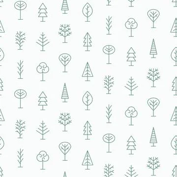 Trees Forest Seamless Pattern Minimal Print Stock Illustration