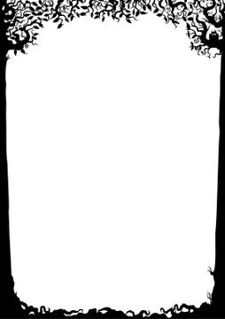 Trees frame with an owl Stock Illustration