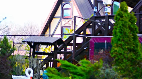 Trees in front of house facade in spring Video stock 38237598