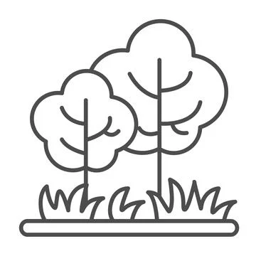 Trees in the garden, forest, park thin line icon, gardening concept, leaf tree Illustrazione stock