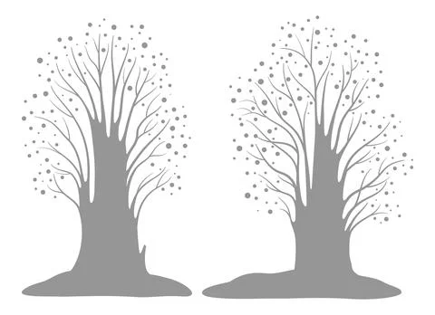 Trees Grey Silhouette Stock Illustration