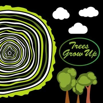 Trees grow up. Tree rings. Stock Illustration