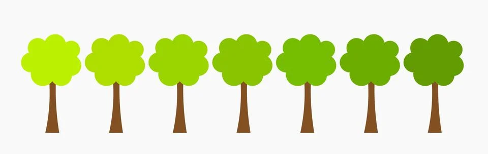 Trees growing in a row. Vector illustration Stock Illustration
