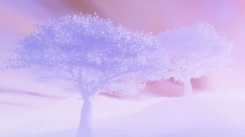 Trees on hill - purple sky Stock Footage 8969822