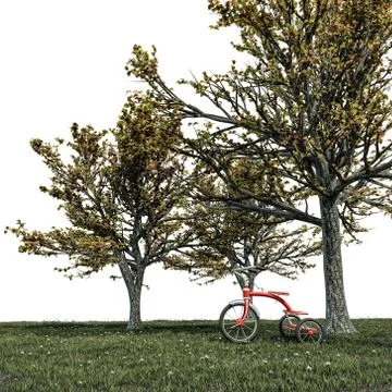 Trees on a huge field Stock Illustration