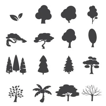 Trees icon set Stock Illustration