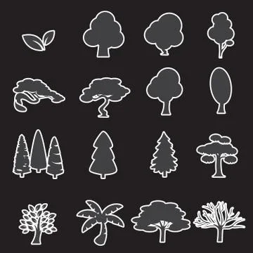 Trees icon set Stock Illustration