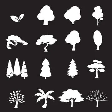 Trees icon set Stock Illustration