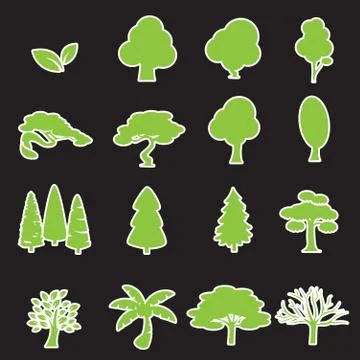 Trees icon set Stock Illustration