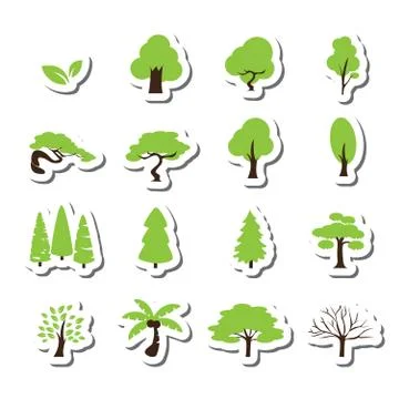 Trees icon set Stock Illustration