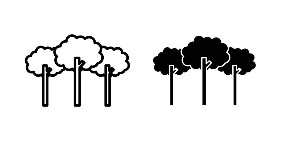 Trees icon symbol. Flat and Stroke Vector illustration Stockillustratie