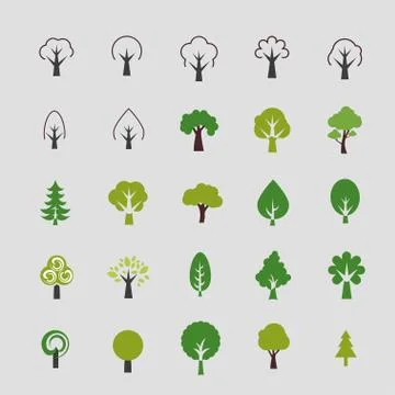 Trees icons Stock Illustration