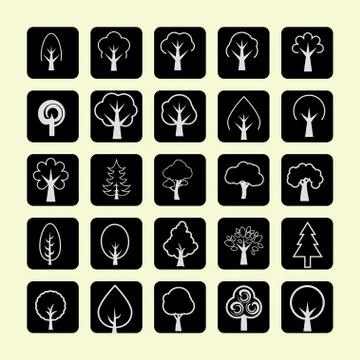 Trees icons Stock Illustration