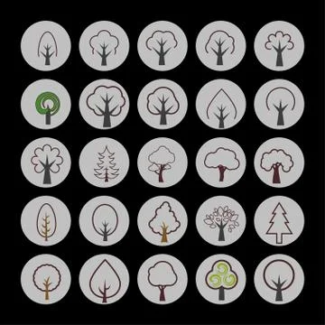 Trees icons Stock Illustration