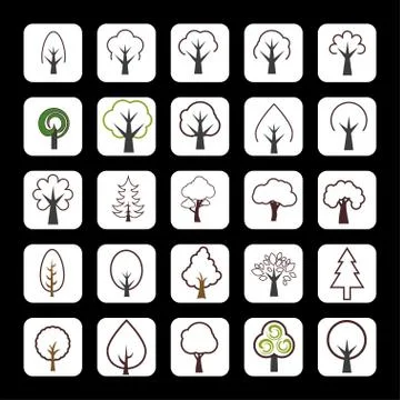 Trees icons Stock Illustration