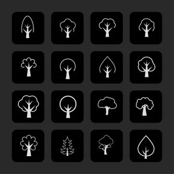 Trees icons Stock Illustration
