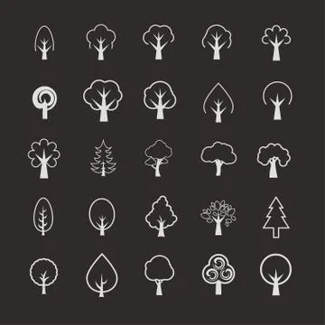 Trees icons Illustrazione stock