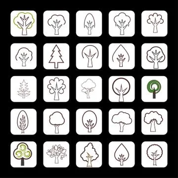 Trees icons Stock Illustration