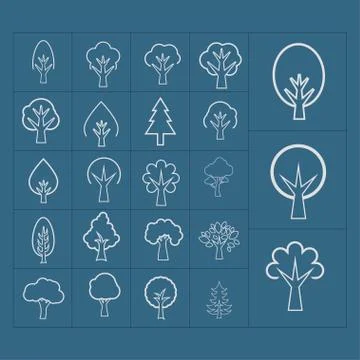 Trees icons Stock Illustration