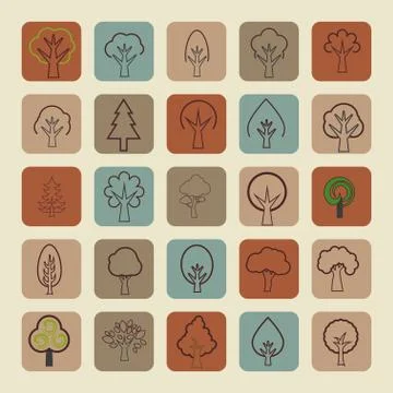 Trees icons Stock Illustration